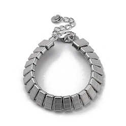 Stainless Steel Color Non-Tarnish 304 Stainless Steel Rectangle Link Chain Bracelets for Women Men, Stainless Steel Color, 6-5/8 inch(16.85cm)