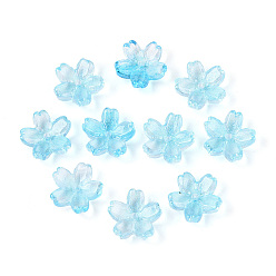 Темно-Голубой Расписные прозрачные стеклянные шапочки для запекания, 5-лепестков цветка, с блеском порошок, глубокое синее небо, 12~12.5x4.5~5 мм, отверстие : 1.2~1.4 мм, Около 1750 шт / 1000 г
