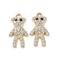 Золотой Подвески из сплава и страза, нести прелести, uv покрытие, золотые, 22.5x12.5x3.5 мм, отверстие : 1.8 мм