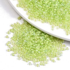 Зелено-Желтый 6/0 стакан бисер, внутри цветов, круглое отверстие, круглые, прозрачные цвета радуги, зеленый желтый, 6/0, 4~5x2.5~4.5 мм, отверстия: 1.2 мм, около 4500 шт / мешок