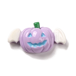 Lilac Halloween Opaque Resin Decoden Cabochons, Pumpkin with Bat Wings, Lilac, 19x33x10mm