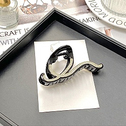 Кристалл Пластиковые зажимы когтя волос, со стразами, чёрные, кристалл, 110x50 мм