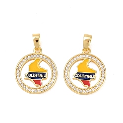 Золотой Латунные микропаве прозрачные подвески с фианитом, с эмалью, прелести карты, долговечный, стойки покрытие, без свинца и без кадмия, золотые, 17x14.5x2 мм, отверстие : 4x2.5 мм