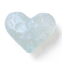 Светло-Синий Светящиеся акриловые бусины, блеск бисера, светится в темноте, сердце, голубой, 24x29x10 мм, отверстие : 2 мм, Около 115 шт / 500 г