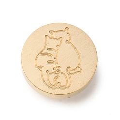 Cat Shape Золотистый тон сургучной печати, латунные головки штампов, для сургучной печати, серия домашних животных, форма кошки, 25x14 мм, отверстие : 7 мм