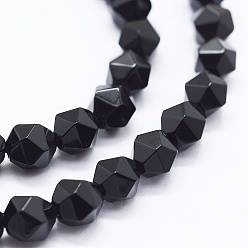 Black Onyx Бусины из натурального черного оникса, окрашенная и подогревом, граненые, овальные, 5.5~6x5~5.5 мм, отверстие : 1 мм, около 64 шт / нитка, 15.1 дюйм