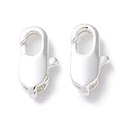 Серебро Стойки обшивки латунь когтя омара застежками, долговечный, без свинца и без кадмия, серебряные, 10x5x2.8 мм, отверстие : 1.8x1 мм