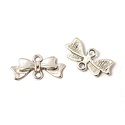 Antique Silver Tibetan Style Links connectors, Bowknot, Antique Silver, Lead Free and Nickel Free and Cadmium Free, 20x10x3mm, Hole: 2mm, about 1230pcs/1000g