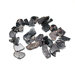 Black Natural Imperial Jasper Beads Strands, Dyed, Black, 20~50x10~40x4~5mm, Hole: 1.5mm, about 22~32pcs/strand, 15.7 inch.