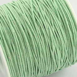 Pale Green Waxed Cotton Thread Cords, Pale Green, 1mm, about 100yards/roll(300 feet/roll)
