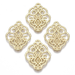 Light Gold Alloy Filigree Joiners Links, Flower, Light Gold, 27.5x22x1mm
