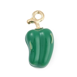Зеленый Подвески из эмали и сплава, золотые, перцовый шарм, зелёные, 20x10x9 мм, отверстие : 1.8 мм