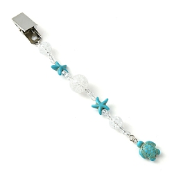 Небесно-голубой Зажимы для кредитных карт окрашенные в океаническую тематику, синтетические бирюзовые морские звезды и черепахи, Железный захват для кредитных карт для длинных гвоздей, голубой, 162 мм