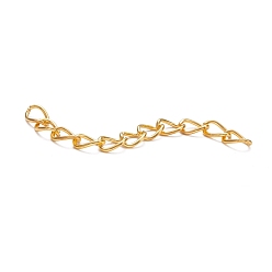 Golden Iron Ends with Twist Chains, Cadmium Free & Lead Free, Golden, 50x3.5mm, Links: 5.5x3.5x0.5mm