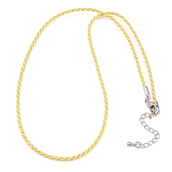 Желтый 2мм нейлоновый плетеный шнур для изготовления ожерелий, с латунными выводами и 202 застежками из лобстера из нержавеющей стали, платина, долговечный, стойки покрытие, желтые, 17.72 дюйм (45 см)