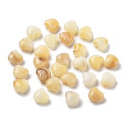 Wheat Opaque Acrylic Beads, Two Tone, Heart, Wheat, 9x10x5mm, Hole: 1.5mm