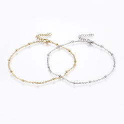 (52) Непрозрачная лаванда 304 из нержавеющей стали браслеты, с карабин-лобстерами , круглые бусы и кабельные цепи, разноцветные, 9 дюйм (230 мм), 2 мм