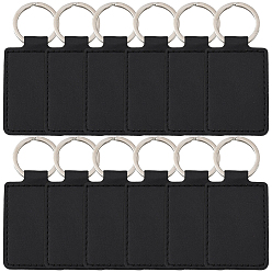 Черный Брелок-подвеска из искусственной кожи с вырезом и отверстием 12шт., с кольцом из сплава платинового тона, чёрные, 90 мм