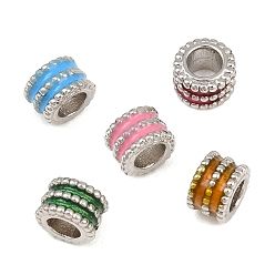 Gemischte Farbe Messing Perlen, Kolumne, mit Emaille, cadmiumfrei und bleifrei, Gestell, langlebig überzogen, echt 18 k vergoldet, Gemischte Farbe, 6x4 mm, Bohrung: 3 mm