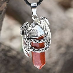 Jaspe Rouge Jaspe rouge naturel pendentifs, Dragon, 17.72 pouce (45 cm)