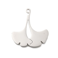 Нержавеющая Сталь Цвет Антикоррозийные 304 подвески из нержавеющей стали, лазерная резка, очарование листьев гинкго, цвет нержавеющей стали, 24.5x22.5x1 мм, отверстие : 1.5 мм
