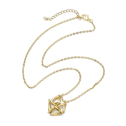 Золотой Ожерелья с подвеской в виде клетки с кристаллами, 304 из нержавеющей стали кабель цепи ожерелья, золотые, 17.60 дюйм (44.7 см)