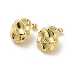 Real 18K Gold Plated Honeycomb Rack Plating Brass Stud Earrings, Cadmium Free & Lead Free, Real 18K Gold Plated, 20.5x17mm