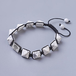 Говлит Браслеты из натурального войлита, браслет из нейлона с квадратным узлом, со сплавочной фурнитурой, прямоугольник с деревом, 1-3/4 дюйм ~ 3-1/8 дюйм (4.6~8 см)