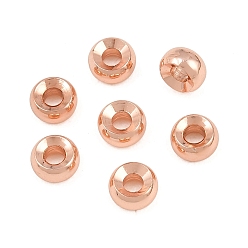 Rose Gold Brass Beads, Rondelle, Rack Plating, Long-Lasting Plated, Rose Gold, 4.8x2.5mm, Hole: 1.8mm