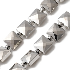 с Платиновым Покрытием Стеклянные бусины с гальваническим покрытием , квадратный, граненые, с покрытием платиным, 8x8x5.5 мм, отверстие : 0.8 мм, около 37 шт / нитка, 15.75'' (40 см)