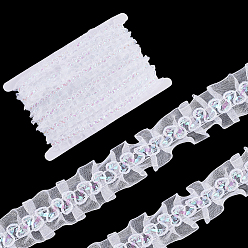 Белый 10м полиэстеровая кружевная лента с морщинами, аксессуары для одежды, белые, 1 дюйм (26 мм)