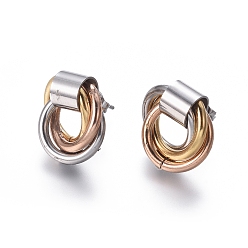 Многоцветный 304 из нержавеющей стали серьги, гипоаллергенные серьги, с уха орехов, многоцветные, 16.5x16 мм, контактный: 0.8 мм, 6pairs / карта