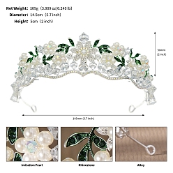 Кристалл Обручи для волос из сплава со стразами для женщин и девочек, бисера имитации жемчуга, цветок, кристалл, 145 мм