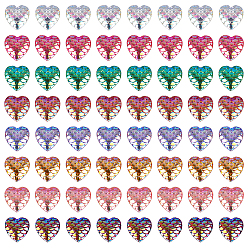Mixed Color Resin Cabochons, Heart with Mermaid Fish Scale Shape, Mixed Color, 12x12x3mm, 8 Colors, 20pcs/color, 160pcs/set