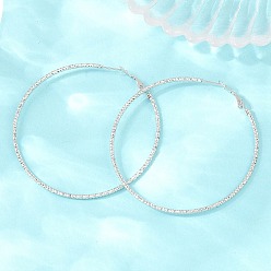 Stainless Steel Color 304 Stainless Steel Big Hoop Earrings with 316 Surgical Stainless Steel Pins for Women, Stainless Steel Color, 62x61x2mm