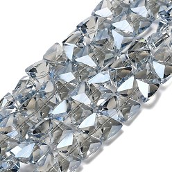 Светлый Стально-синий Стеклянные бусины с гальваническим покрытием , треугольные, граненые, светло-стальной синий, 7.5x8x5.5 мм, отверстие : 0.8 мм, около 70 шт / нитка, 13.39'' (34 см)