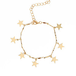 Звезда Браслеты на ногу из сплава с подвесками в виде планки и звеньев цепи для женщин, золотые, звезда, 8-5/8 дюйм (220 мм)