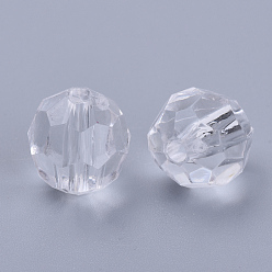 Clear Transparent Acrylic Beads, Faceted, Round, Clear, 14x13mm, Hole: 1.8mm, about 330pcs/500g