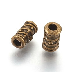Antique Bronze Tibetan Style Alloy Beads, Grooved Beads, Column, Cadmium Free & Nickel Free & Lead Free, Antique Bronze, 9x5.5mm, Hole: 3mm