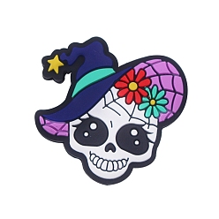 Colorful Halloween Silicone Beads, Skull, Colorful, 30x30mm