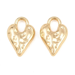 Golden Alloy Pendants, Hammered Heart Charms, Rack Plating, Cadmium Free & Lead Free, Golden, 16x10.5x4mm, Hole: 5x3mm
