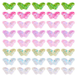 (52) Непрозрачная лаванда 120 шт. 8 цвета прозрачные гальванические стеклянные шарики, бабочка, с покрытием AB цвета, с половиным покрытием, разноцветные, 8x15x4.8 мм, отверстие : 0.9 мм, 15 шт / цвет