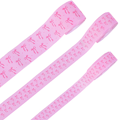 Pink 3рулоны 3стили полиэфирной ленты, Bowknot шаблон, розовые, 5/8~1-1/2 дюйм (16~38 мм), 1 рулон / стиль