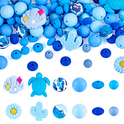 (52) Непрозрачная лаванда 108 шт. Экологически чистые силиконовые бусины пищевого качества, фокусные бусы, разноцветные, 8~33x8~29x6~20 мм