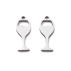 Нержавеющая Сталь Цвет 201 прелести нержавеющей стали, лазерная резка, очарование бокала вина, цвет нержавеющей стали, 12.5x5x1 мм, отверстие : 1 мм