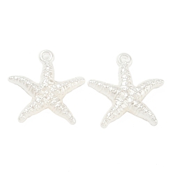 Белый Непрозрачные подвески смолы, морская звезда, с железной платиной петлей, белые, 29x29x7 мм, отверстие : 1.4 мм