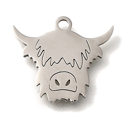 Нержавеющая Сталь Цвет 201 подвески из нержавеющей стали, коровьи обереги, цвет нержавеющей стали, 13.5x15x1 мм, отверстие : 1.5 мм