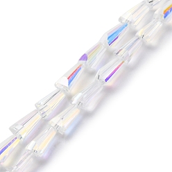 Прозрачный АВ Прозрачные стеклянные бусины гальваническим пряди, нити конусных бусин, граненые, ясно AB, 6x4x3.5 мм, отверстие : 0.7 мм, около 99 шт / нитка, 21.34'' (54.2 см)