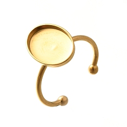 Золотой 304 компоненты открытого кольца манжеты из нержавеющей стали, настройка кольца колодки, овальные, золотые, овальный : 15.5x11.5 mm, регулируемый, лоток : 14.5x10.5 мм