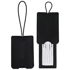 Черный 2шт. багажная бирка из искусственной кожи, этикетки для путешествий, бирки с именами чемоданов, прямоугольные, чёрные, 238x59.5x5 мм